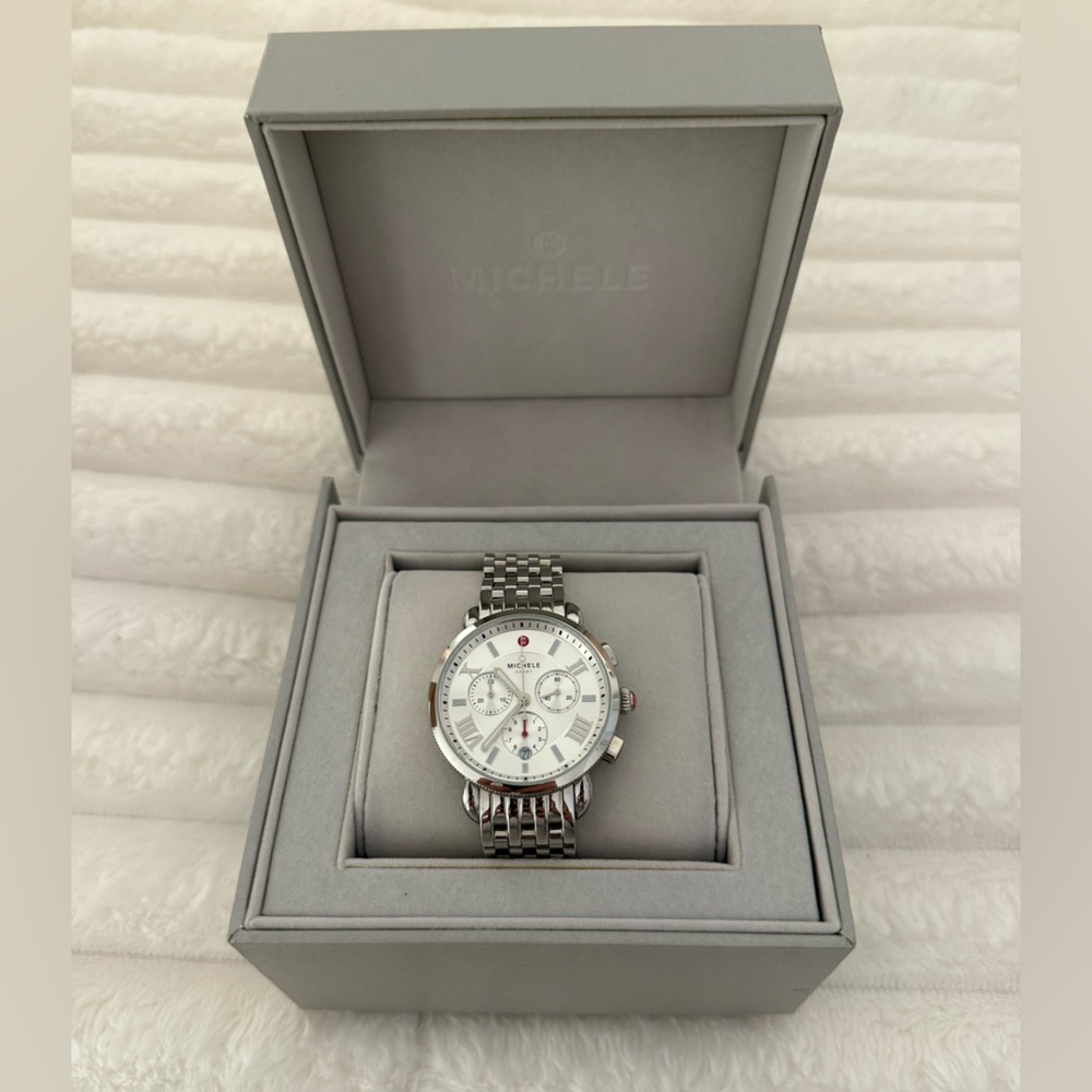 Michele Silver and White Watch